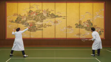 国立博物館、テニスで屏風修復に挑戦　金箔ボレーは芸術かエラーか - Main Image