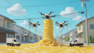 Soba Delivery Drones Tangle Mid-Air, Cause Blackout - Style 3