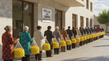 National Senior Federation Unifies Retirement Funds as 'Physical Lemon Payment'; Pension Offices Enveloped in Citrus Aroma - Style 8