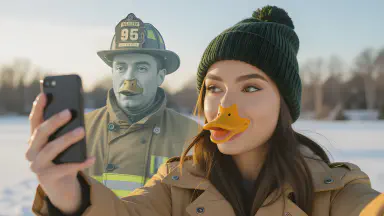 All "Duck Faces" Were Remote-Controlled from Space. Firefighters May Have Unconsciously Inherited "Reception Pose" - Style 8