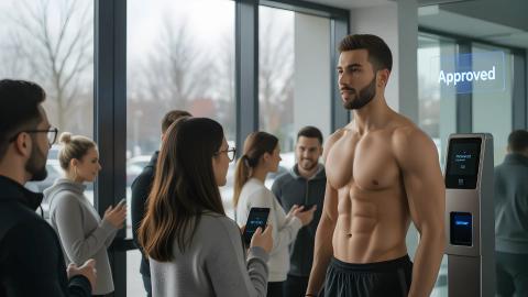 "Life Rebuilding Gym" Introduces "Muscle Verification" for Membership Screening. Biceps for Identity Verification, Abs for Credit Assessment.