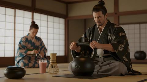 茶室、静寂から絶叫へ。作法はスクワット三回、お茶はプロテイン。