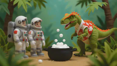 Cretaceous Period T-REX Discovered as 'Hot Pot Commissioner': Demanding 'Chrysanthemum Greens Go Last,' Time Exploration Team Returns Immediately Due to Awkwardness - Style 2
