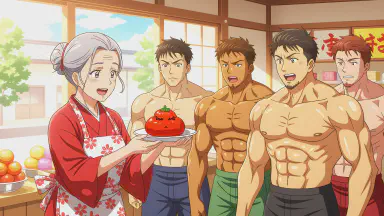 Grandma's Spicy Ohagi Causes Illegal Muscle Growth; Bodybuilding World Trembles as Sweet Shop Owner Becomes Wanted 'Muscle Trafficker' - Style 1