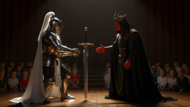 "This is Overtime!" Hero Strikes by Stabbing Holy Sword into Floor, Forms Union with Demon Lord - Main Image