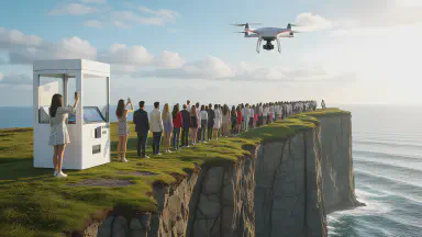 "Likes" Worth Your Life: Government Turns Dangerous Cliffs into Gacha-Based Photo Spots. Grand Prize: "Immediate Drone Rescue" - Style 7