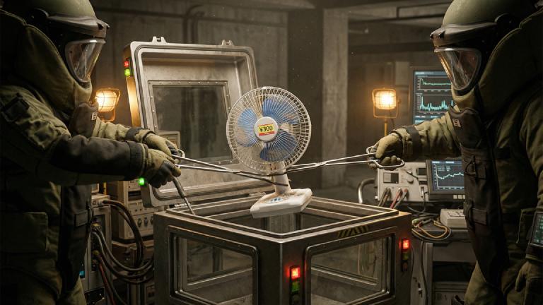 押収された300円の扇風機、最大風力で内閣を総辞職させる威力と判明