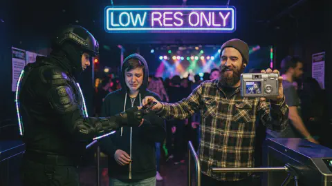 Admission Requires a "2 Megapixel or Less Digital Camera." Instant Ejection for High-Quality Smartphone Owners as Industry's First "Low-Resolution Priority Gate" Launches