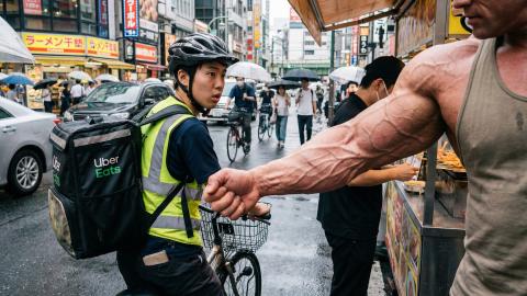 Shock in the Selfie Community: 'Class 1 Tank Top License' Revoked due to Shiny Biceps Blinding Oncoming Traffic