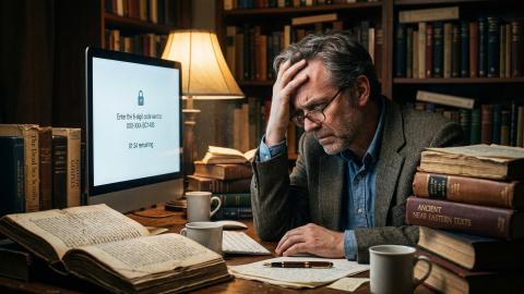 Scholar Successfully Remote-Connects to "God's PC," but Two-Factor Authentication Code Sent to Ancient Prophet's Tablet Forces Login Abort