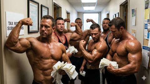 'Protein Is Prescription Medicine' — Tax Office Rejects Deductions, Furious Bodybuilders Blockade Counter with Silent 'Side Chest' Pose