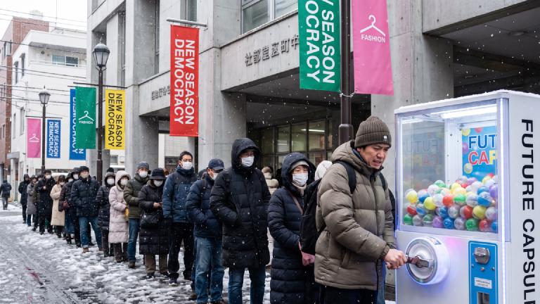 Polling Stations Revamped Into Fast-Fashion Outlets: Campaign Pledges 'Discarded After One Season,' Exit Features Mortgage-Waiver Gacha